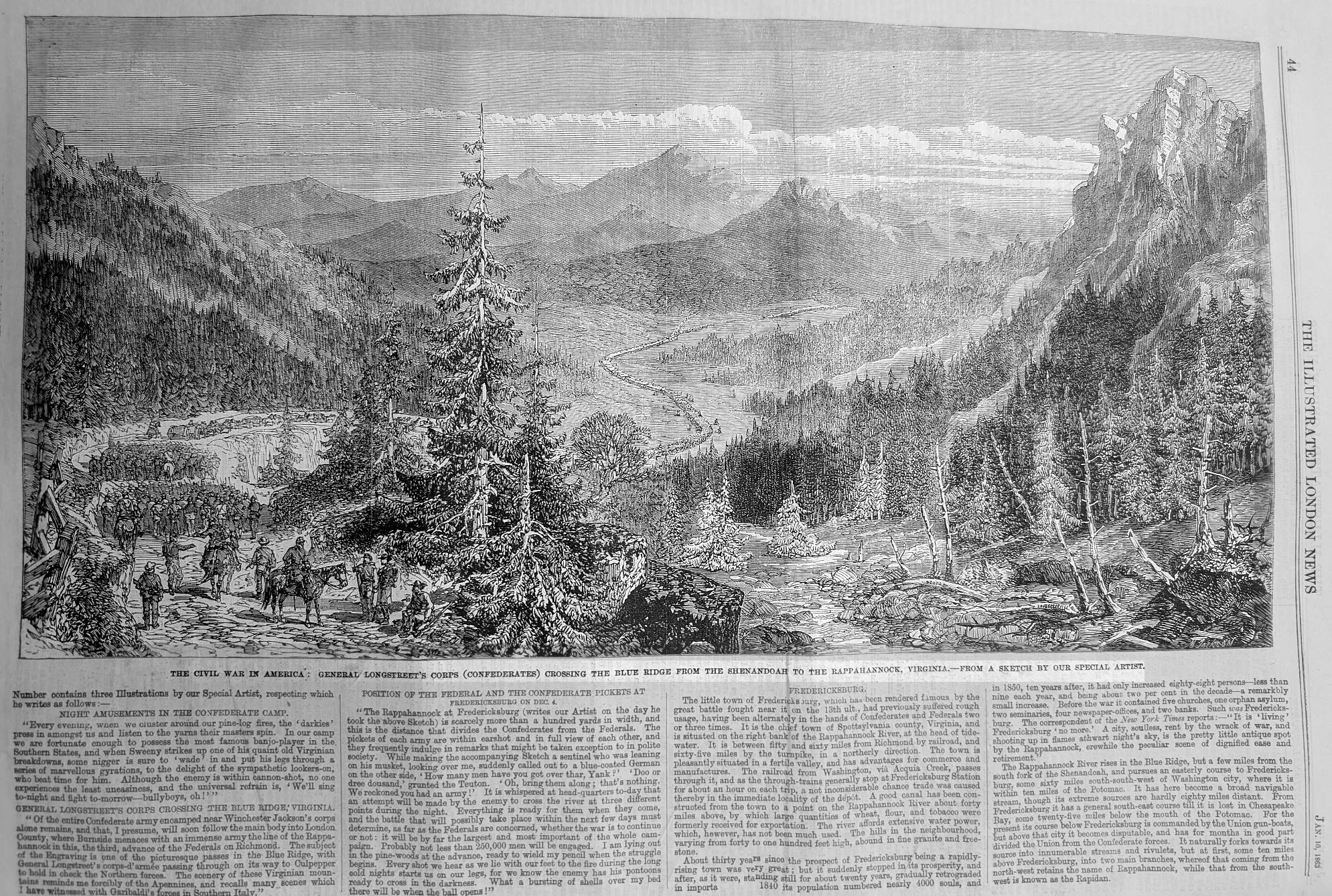 General Longstreet's corps crossing the Blue Ridge